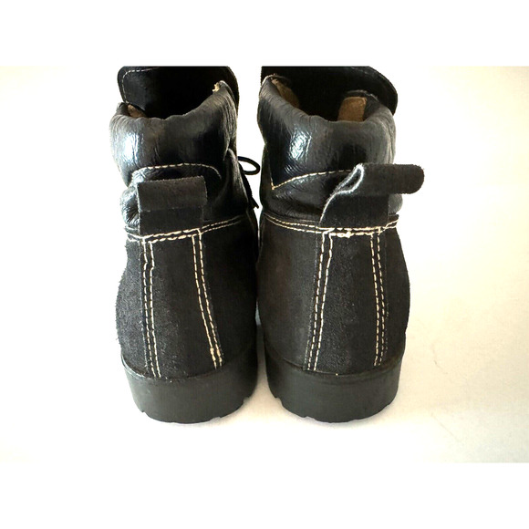 Gran Sasso Hiking Boots Women's 9M Black Suede Leather Lug Sole Fashion Italy - Picture 8 of 12